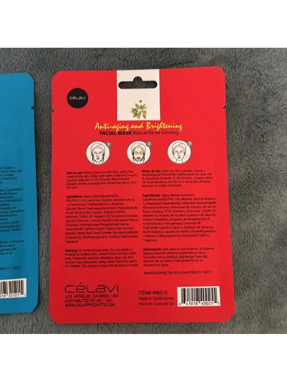 Celavi Facial Sheet Mask bundle of 3 New pomegranate, collagen, and ginseng